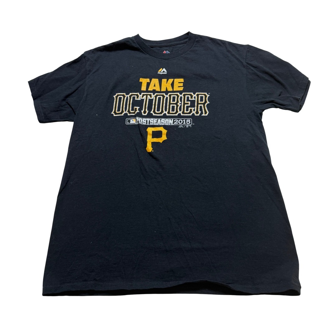 Pittsburgh Pirates T Shirt Majestic Mens M Black 2015 Postseason Take October